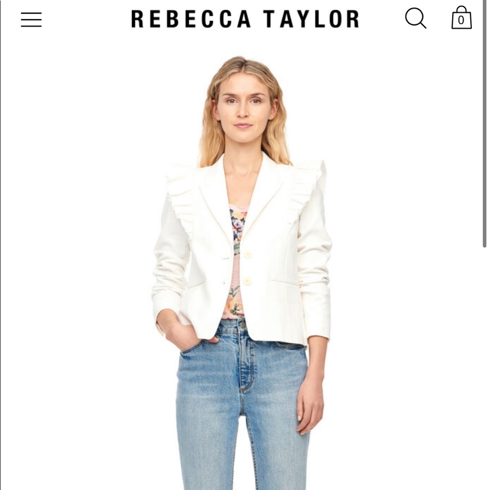Rebecca Taylor SLUB SUITING RUFFLE JACKET